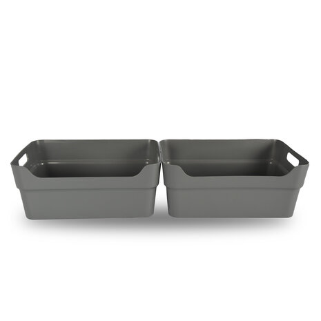 Discountershop Set van Twee Stapelbare Grote Grijze Kunststof Opbergboxen - Voor Kleding en meer - 23.5x14x34 cm