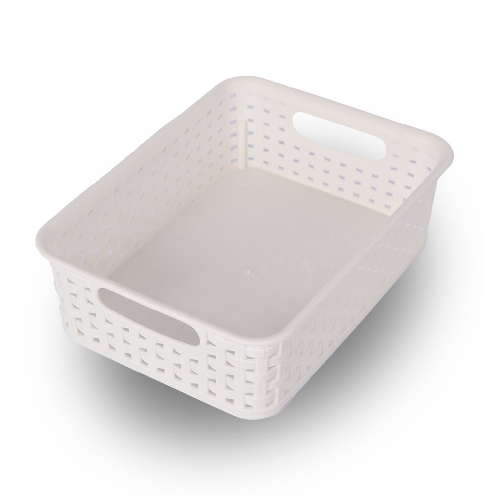 Discountershop Plastic White Storage Basket without Lid (1.65L) - Stackable - 25x14.5x6 cm - Ideal for Toys, Clothes & More! Discountershop Plastic White Storage Basket without Lid (1.65L) - Stackable - 25x14.5x6 cm - Ideal for Toys, Clothes & More!