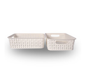 Discountershop Set van 2 Witte Opbergmandjes voor Speelgoed - 25x14.5x6 cm - Houd Kinderspeelgoed Netjes & Geordend! Discountershop Set van 2 Witte Opbergmandjes voor Speelgoed - 25x14.5x6 cm - Houd Kinderspeelgoed Netjes & Geordend!