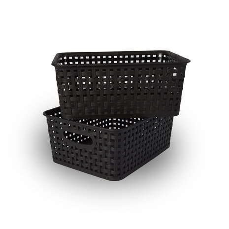 Discountershop Practical Storage Baskets Set 2 Pieces - Perfect for Toys, Clothing & Kitchen Utensils - 20x11x25 cm