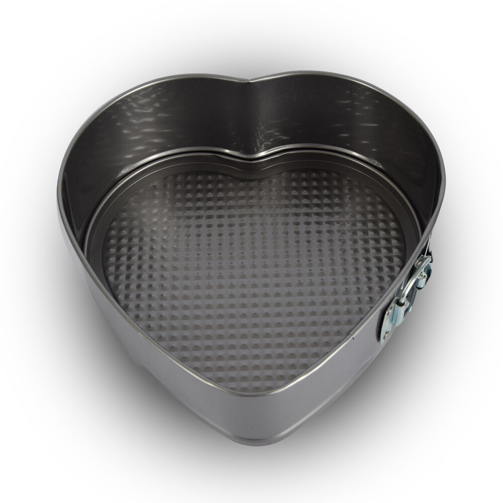 Merkloos Springform Pan | 22cm*8cm*7.5cm | Metal | Heart shaped | Cake Mold | PFAS Free | Silver & Grey | Baking Mold | Cake Decoration