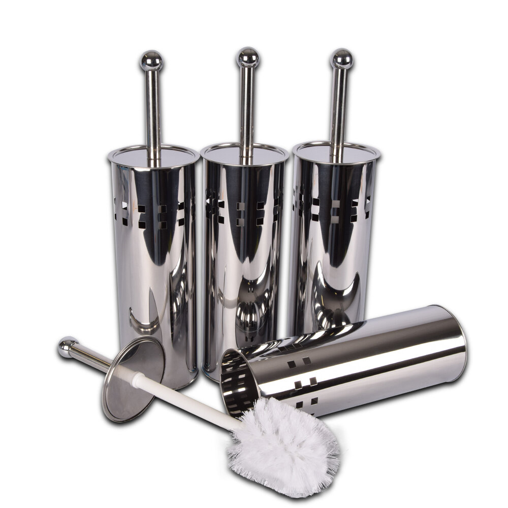 Discountershop Toilet Brush | Set of 4 | WC Brush | 9.5x9.5x38cm | Freestanding Holder | Bathroom Accessories | Cleaning Supplies Discountershop Toilet Brush | Set of 4 | WC Brush | 9.5x9.5x38cm | Freestanding Holder | Bathroom Accessories | Cleaning Supplies