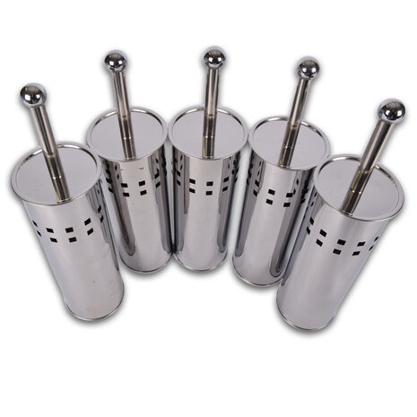 Discountershop Toiletborstel | Set van 5 | WC borstel | 9.5x9.5x38cm | RVS | Badkameraccessoires | Schoonmaakartikelen Discountershop Toiletborstel | Set van 5 | WC borstel | 9.5x9.5x38cm | RVS | Badkameraccessoires | Schoonmaakartikelen