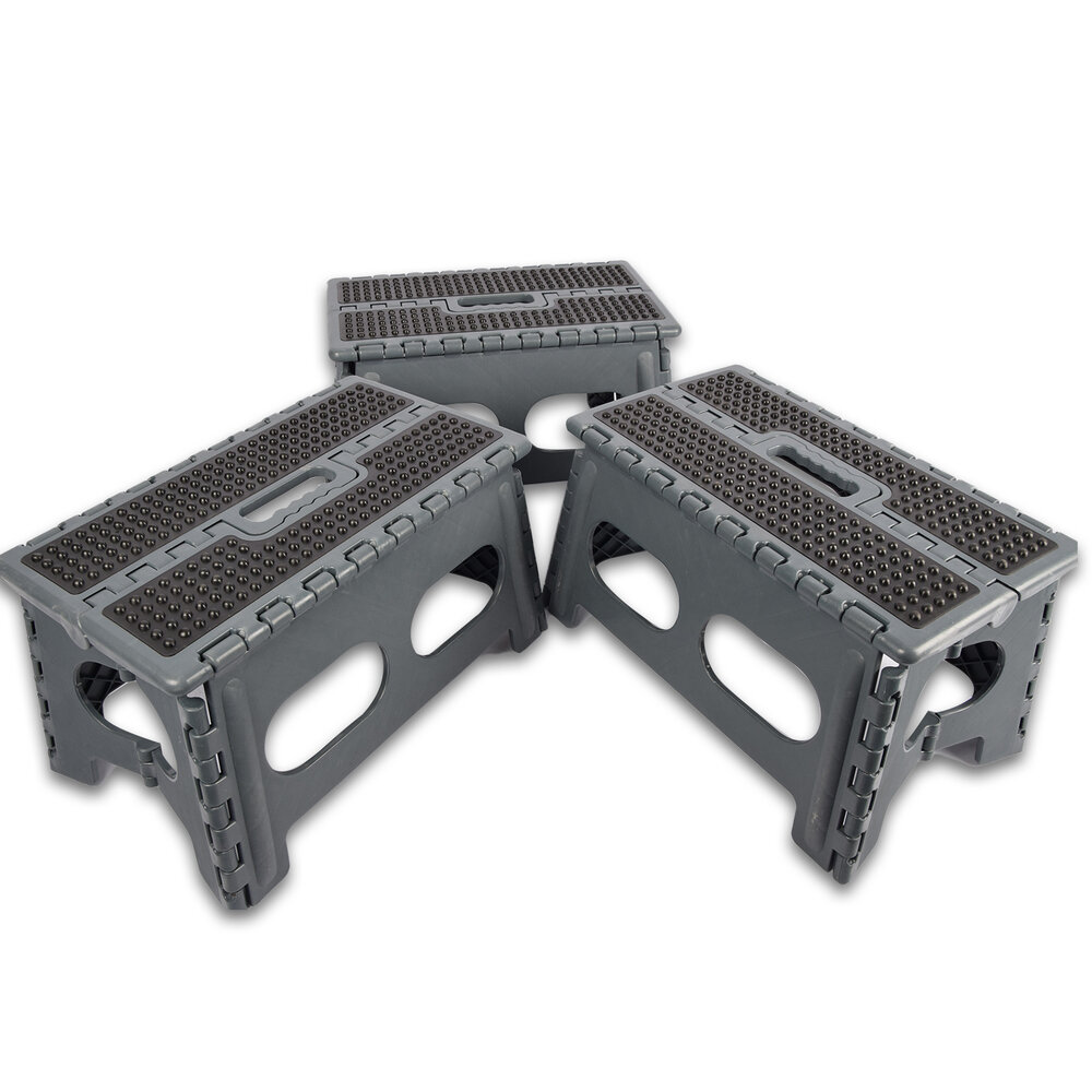 Discountershop Keukenkrukje | Set van 3 | Grijze | Inklapbare | Keukenstoel | 22cm*38cm | Krukje | Ruimtebesparend