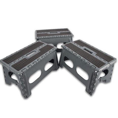 Discountershop Keukenkrukje | Set van 3 | Grijze | Inklapbare | Keukenstoel | 22cm*38cm | Krukje | Ruimtebesparend