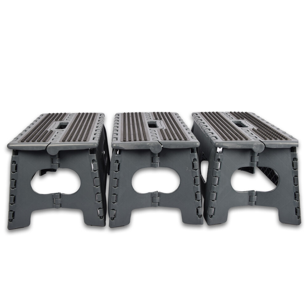 Discountershop Keukenkrukje | Set van 3 | Grijze | Inklapbare | Keukenstoel | 22cm*38cm | Krukje | Ruimtebesparend