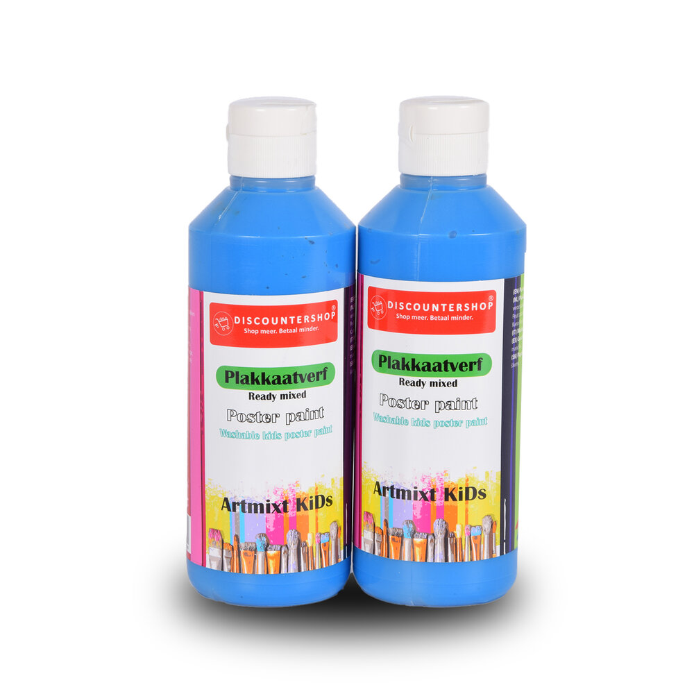 Discountershop Vibrant Blauwe Plakkaatverf Set Van 2 | Maximaal 250 ml Per Set | Voor Volwassenen en Kinderen | Gebruiksklare Artiesten Verf met Waterbasis | Geschikt voor Hout Papier Karton Steen Gips Metaal en Plastic Discountershop Vibrant Blauwe Plakkaatverf Set Van 2 | Maximaal 250 ml Per Set | Voor Volwassenen en Kinderen | Gebruiksklare Artiesten Verf met Waterbasis | Geschikt voor Hout Papier Karton Steen Gips Metaal en Plastic