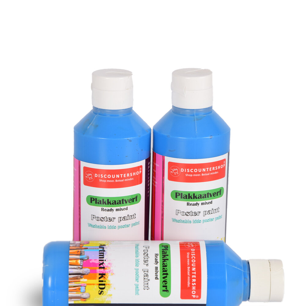 Discountershop Complete Blue Poster Paint Set of 3 | Each 250 ml | Aging Resistant | Suitable for All Surfaces | Artist Quality for Home and School | Ideal for Art & Craft on All Substrates Discountershop Complete Blue Poster Paint Set of 3 | Each 250 ml | Aging Resistant | Suitable for All Surfaces | Artist Quality for Home and School | Ideal for Art & Craft on All Substrates
