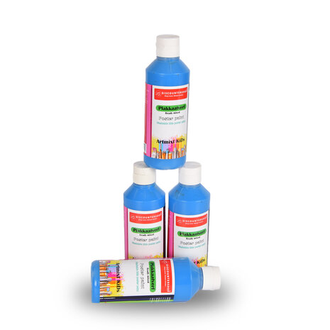 Discountershop Plakkaatverf Set Van 4 | Levendig Blauw | Uitstekende Dekking op Hout en Canvas | Elk 250 ml - 5cm x 16cm Fles | Waterbasis en Ondoorzichtig | Perfect voor Kunstenaars en Hobbyisten van Alle Leeftijden Discountershop Plakkaatverf Set Van 4 | Levendig Blauw | Uitstekende Dekking op Hout en Canvas | Elk 250 ml - 5cm x 16cm Fles | Waterbasis en Ondoorzichtig | Perfect voor Kunstenaars en Hobbyisten van Alle Leeftijden