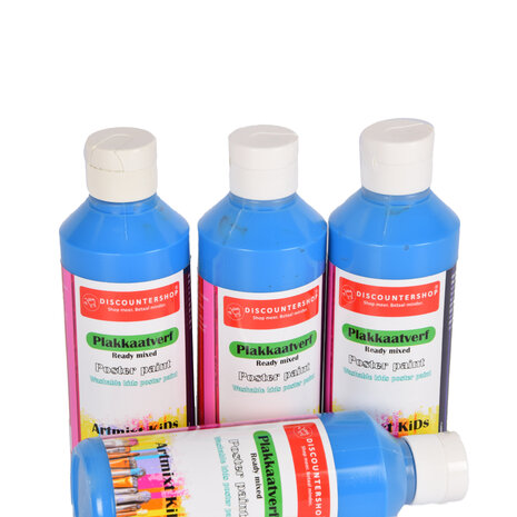 Discountershop Plakkaatverf Set Van 4 | Levendig Blauw | Uitstekende Dekking op Hout en Canvas | Elk 250 ml - 5cm x 16cm Fles | Waterbasis en Ondoorzichtig | Perfect voor Kunstenaars en Hobbyisten van Alle Leeftijden Discountershop Plakkaatverf Set Van 4 | Levendig Blauw | Uitstekende Dekking op Hout en Canvas | Elk 250 ml - 5cm x 16cm Fles | Waterbasis en Ondoorzichtig | Perfect voor Kunstenaars en Hobbyisten van Alle Leeftijden