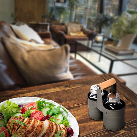 Discountershop Take your Cooking to the Next Level with an Elegant Dark Gray Salt and Pepper Mill Set with 4 Holders and 8 Spreaders Discountershop Take your Cooking to the Next Level with an Elegant Dark Gray Salt and Pepper Mill Set with 4 Holders and 8 Spreaders