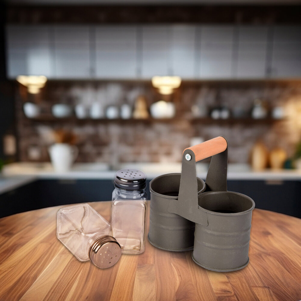 Discountershop Take your Cooking to the Next Level with an Elegant Dark Gray Salt and Pepper Mill Set with 4 Holders and 8 Spreaders Discountershop Take your Cooking to the Next Level with an Elegant Dark Gray Salt and Pepper Mill Set with 4 Holders and 8 Spreaders