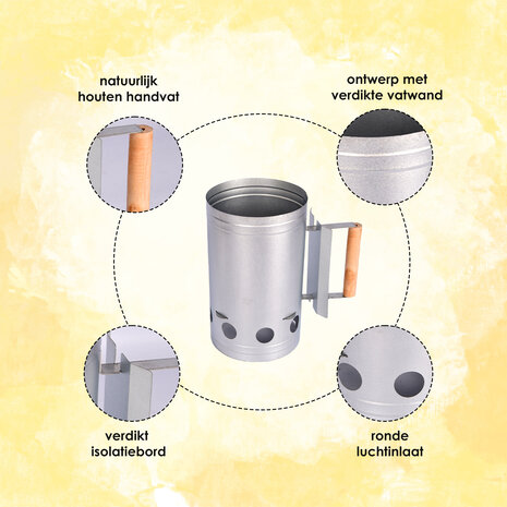 Discountershop Charcoal starter for BBQ | Refillable | Metal and Wood | Silver | 874gm | 16.7cm x 27.5cm Discountershop Charcoal starter for BBQ | Refillable | Metal and Wood | Silver | 874gm | 16.7cm x 27.5cm