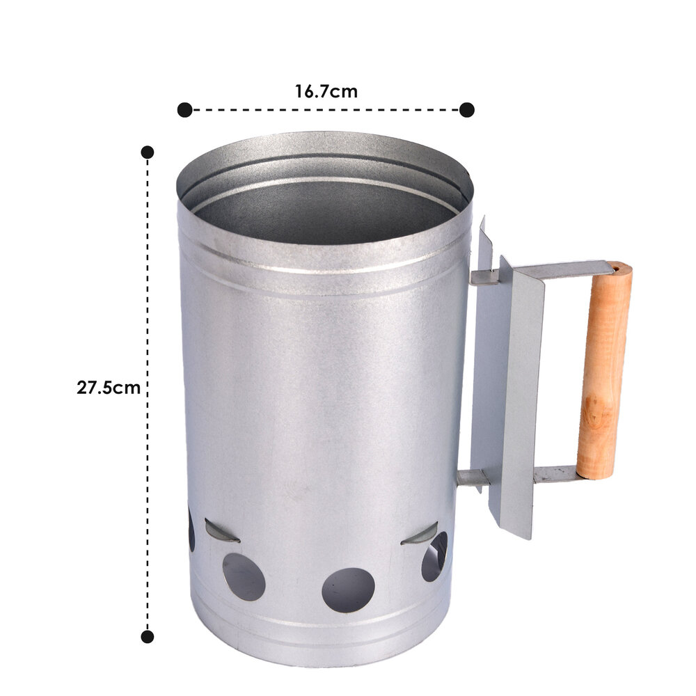 Discountershop Charcoal starter for BBQ | Refillable | Metal and Wood | Silver | 874gm | 16.7cm x 27.5cm Discountershop Charcoal starter for BBQ | Refillable | Metal and Wood | Silver | 874gm | 16.7cm x 27.5cm