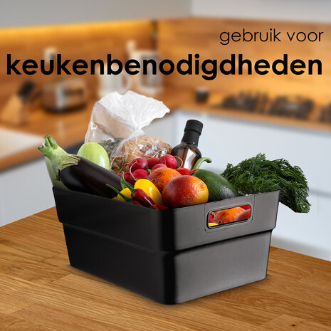 Discountershop Store and Stack: 2 Black Storage Boxes Made of Recycled Plastic - 23.5x14x34cm, Perfectly Stackable Discountershop Store and Stack: 2 Black Storage Boxes Made of Recycled Plastic - 23.5x14x34cm, Perfectly Stackable