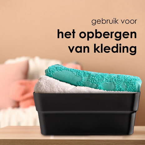 Discountershop Store and Stack: 2 Black Storage Boxes Made of Recycled Plastic - 23.5x14x34cm, Perfectly Stackable Discountershop Store and Stack: 2 Black Storage Boxes Made of Recycled Plastic - 23.5x14x34cm, Perfectly Stackable