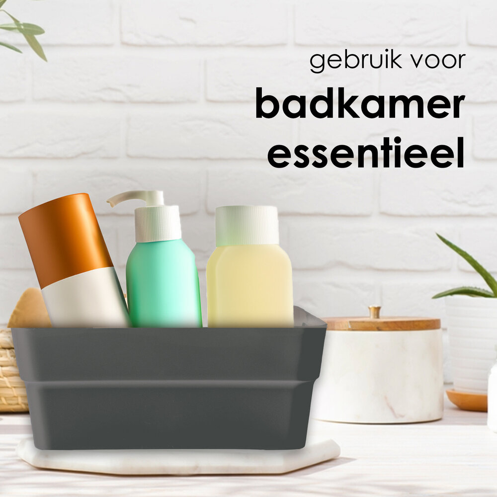 Discountershop Set van Twee Stapelbare Grote Grijze Kunststof Opbergboxen - Voor Kleding en meer - 23.5x14x34 cm