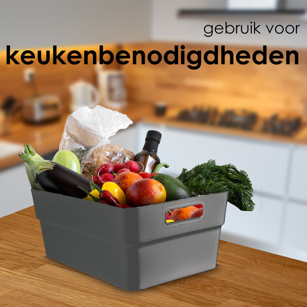 Discountershop Set van Twee Stapelbare Grote Grijze Kunststof Opbergboxen - Voor Kleding en meer - 23.5x14x34 cm