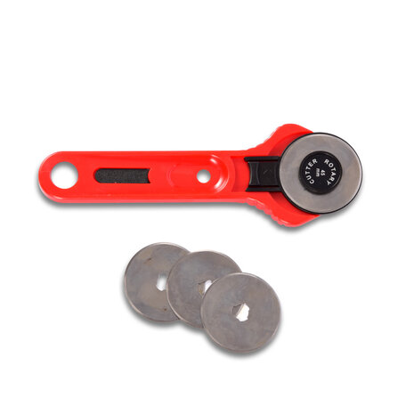 Discountershop Rotary cutter | Rotary Knife | Cutting knife | Rotary cutter | Knife roll | Rotary Cutter Set | 71 grams | Red | Rotary Cutter with Knives | Stainless Steel Knives – 3 pieces | 45cm*18cm*1.8cm Discountershop Rotary cutter | Rotary Knife | Cutting knife | Rotary cutter | Knife roll | Rotary Cutter Set | 71 grams | Red | Rotary Cutter with Knives | Stainless Steel Knives – 3 pieces | 45cm*18cm*1.8cm