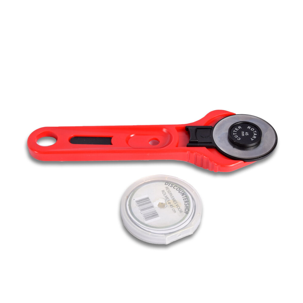 Discountershop Rolmes | Rotary Knife |  Snijmes | Rolmes | Messenrol | Roterende Snijder Set | 71 gram | Rood |  Rolmes met Messen | RVS Messen – 3 stuks | 45cm*18cm*1.8cm Discountershop Rolmes | Rotary Knife |  Snijmes | Rolmes | Messenrol | Roterende Snijder Set | 71 gram | Rood |  Rolmes met Messen | RVS Messen – 3 stuks | 45cm*18cm*1.8cm