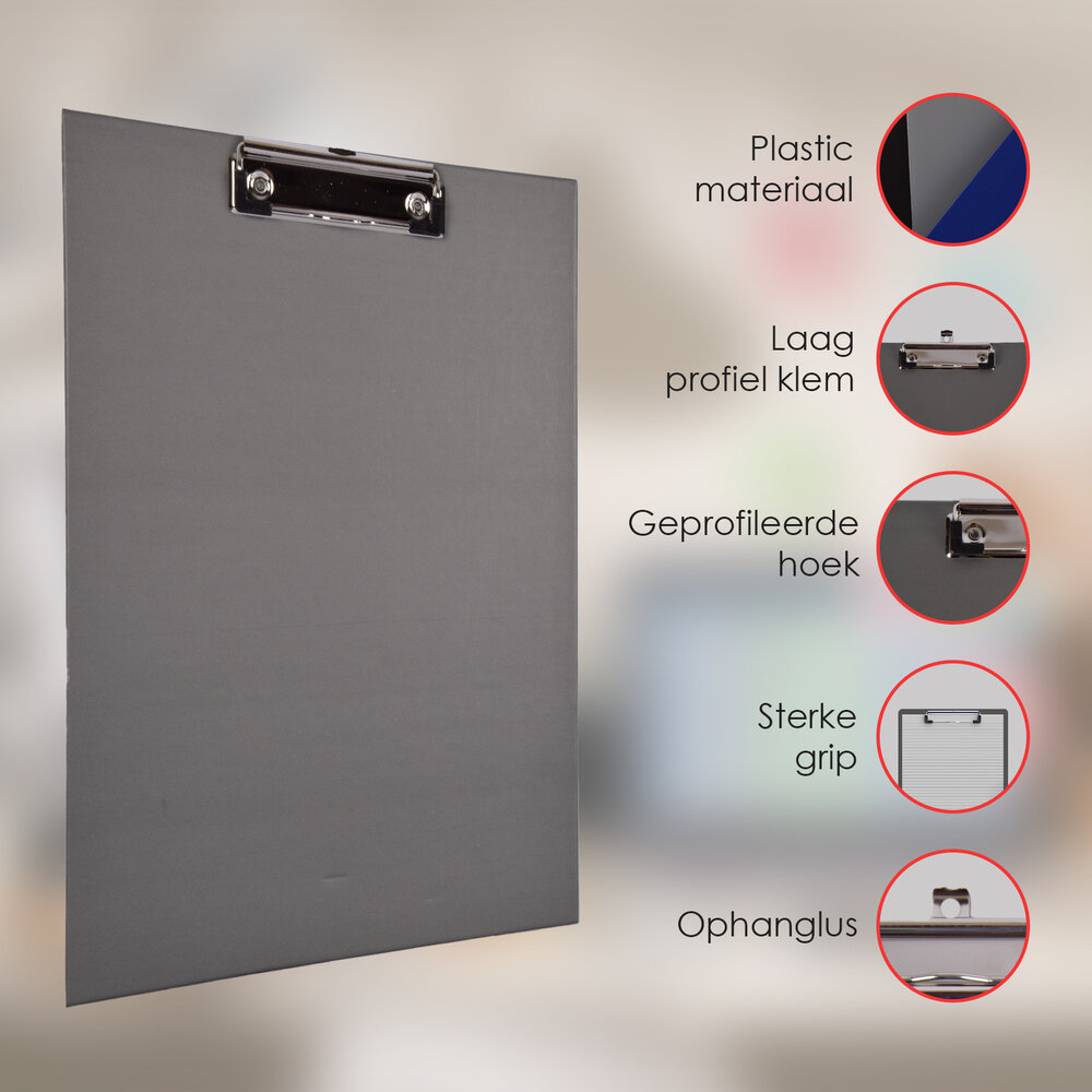 Discountershop Practical Plastic Clipboard A4 | Ideal for Drawings | Lightweight | 23.50x1.60x32 cm