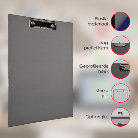 Discountershop Practical Plastic Clipboard A4 | Ideal for Drawings | Lightweight | 23.50x1.60x32 cm