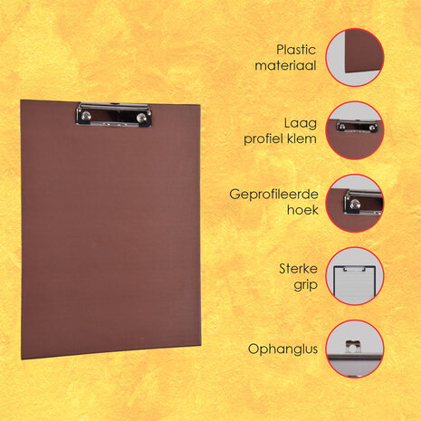 Discountershop Brown Clipboard - A4 Size - Waterproof - Suitable for Children, Office and Students - 32cmx23.50cm Discountershop Brown Clipboard - A4 Size - Waterproof - Suitable for Children, Office and Students - 32cmx23.50cm