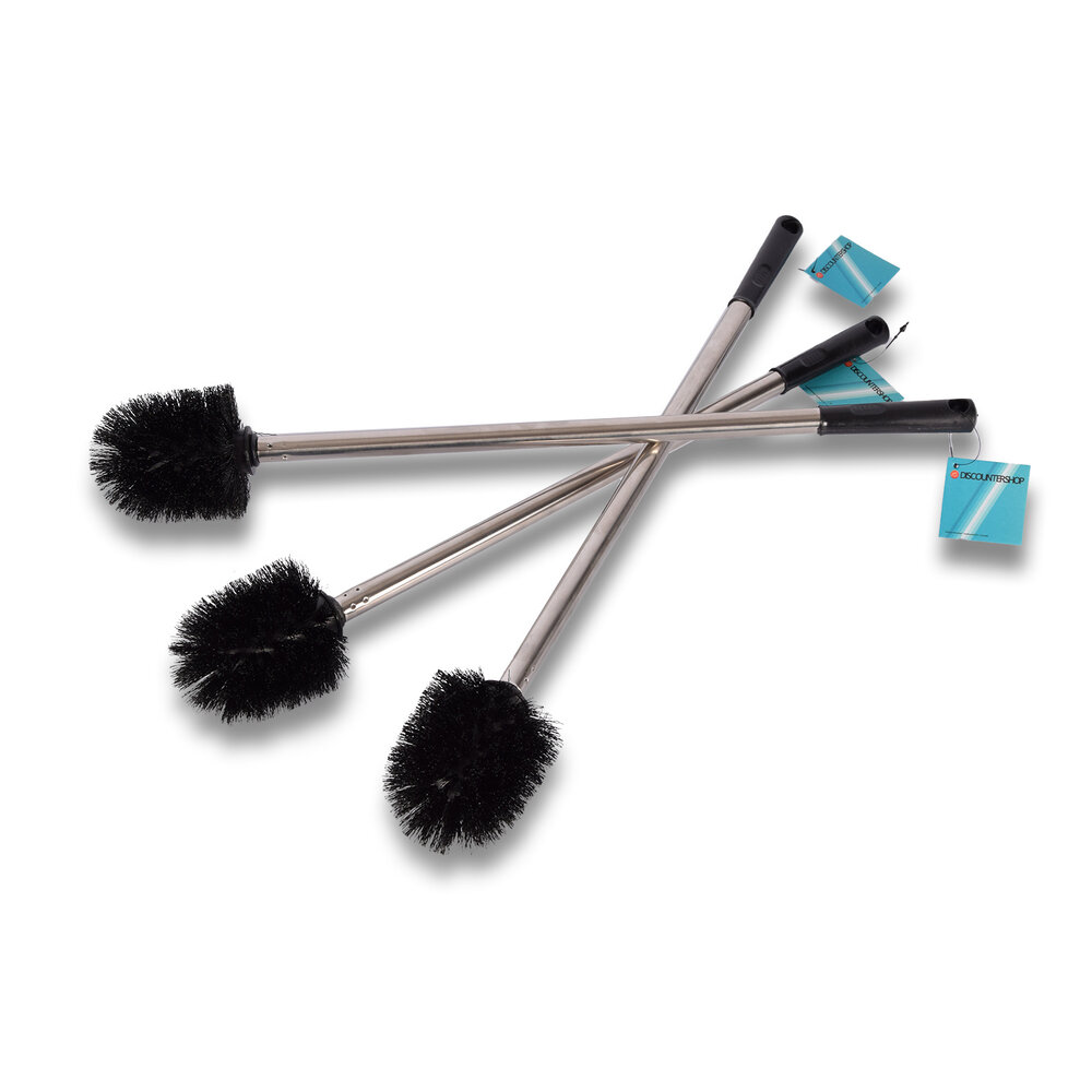 Discountershop WC borstel | Zwart/Zilver | Toiletborstelset | Badkameraccessoires | Luxe 3-delige| RVS/plastic | WC-reiniger | 8.00 X 8.00 X 54.00 CM Discountershop WC borstel | Zwart/Zilver | Toiletborstelset | Badkameraccessoires | Luxe 3-delige| RVS/plastic | WC-reiniger | 8.00 X 8.00 X 54.00 CM