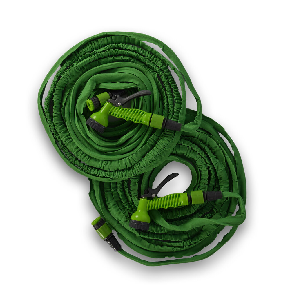 Discountershop set of 2 pieces | Garden hose | water hose | green /Black | Flexible | 10-20m | With 7 functions