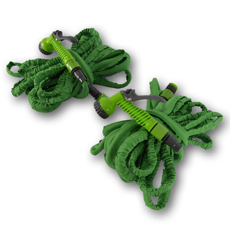 Discountershop set of 2 pieces | Garden hose | water hose | green /Black | Flexible | 10-20m | With 7 functions
