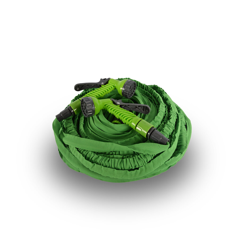 Discountershop set of 2 pieces | Garden hose | water hose | green /Black | Flexible | 10-20m | With 7 functions