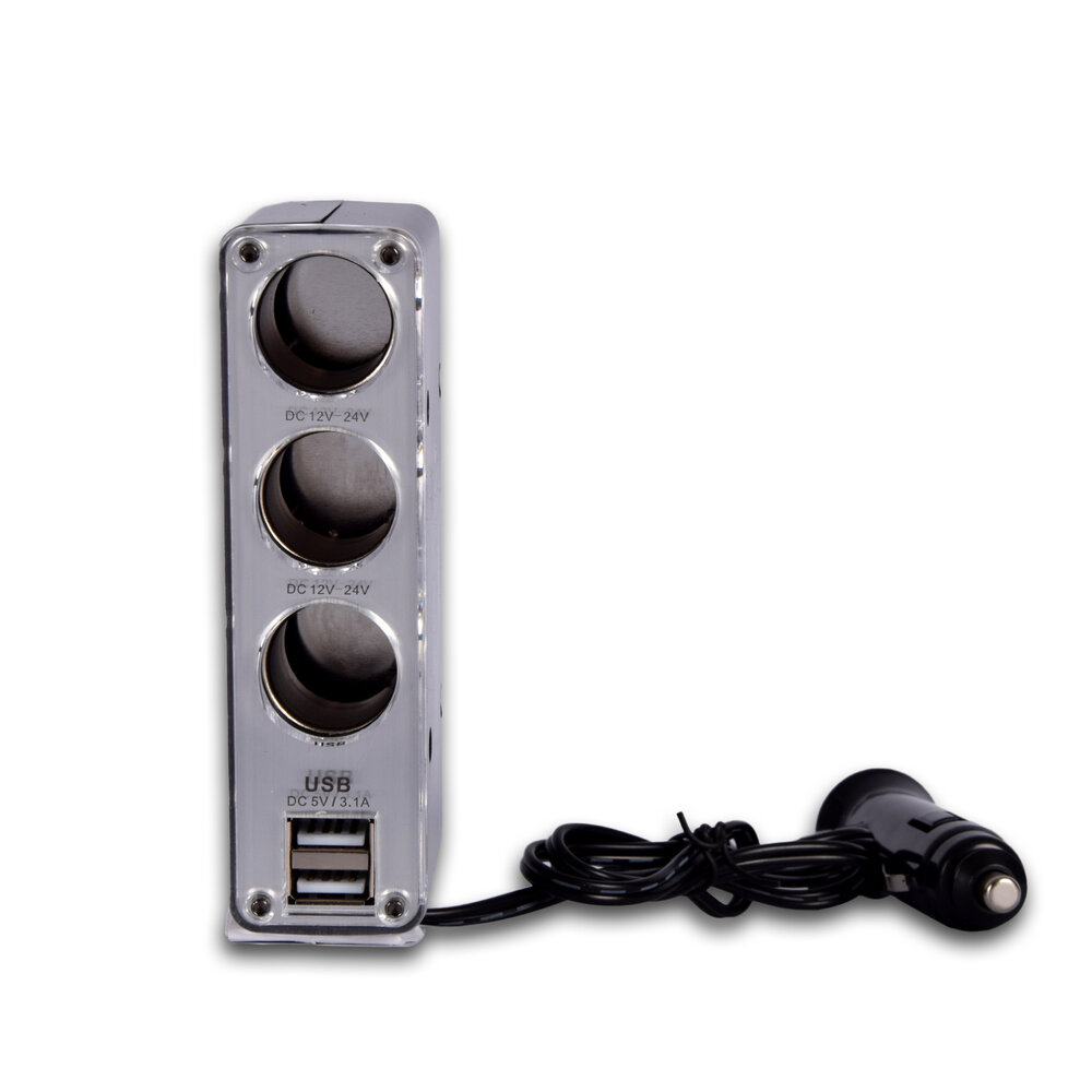 Discountershop Autolader | Auto Oplader | 5-in-1 | Zwart | USB Splitter | 3.1A | Dubbele USB Poort | 3 12V Verdeelpunten | 50cm Kabel | Autoaccessoires | 4.5cm*11.5cm*4cm Discountershop Autolader | Auto Oplader | 5-in-1 | Zwart | USB Splitter | 3.1A | Dubbele USB Poort | 3 12V Verdeelpunten | 50cm Kabel | Autoaccessoires | 4.5cm*11.5cm*4cm