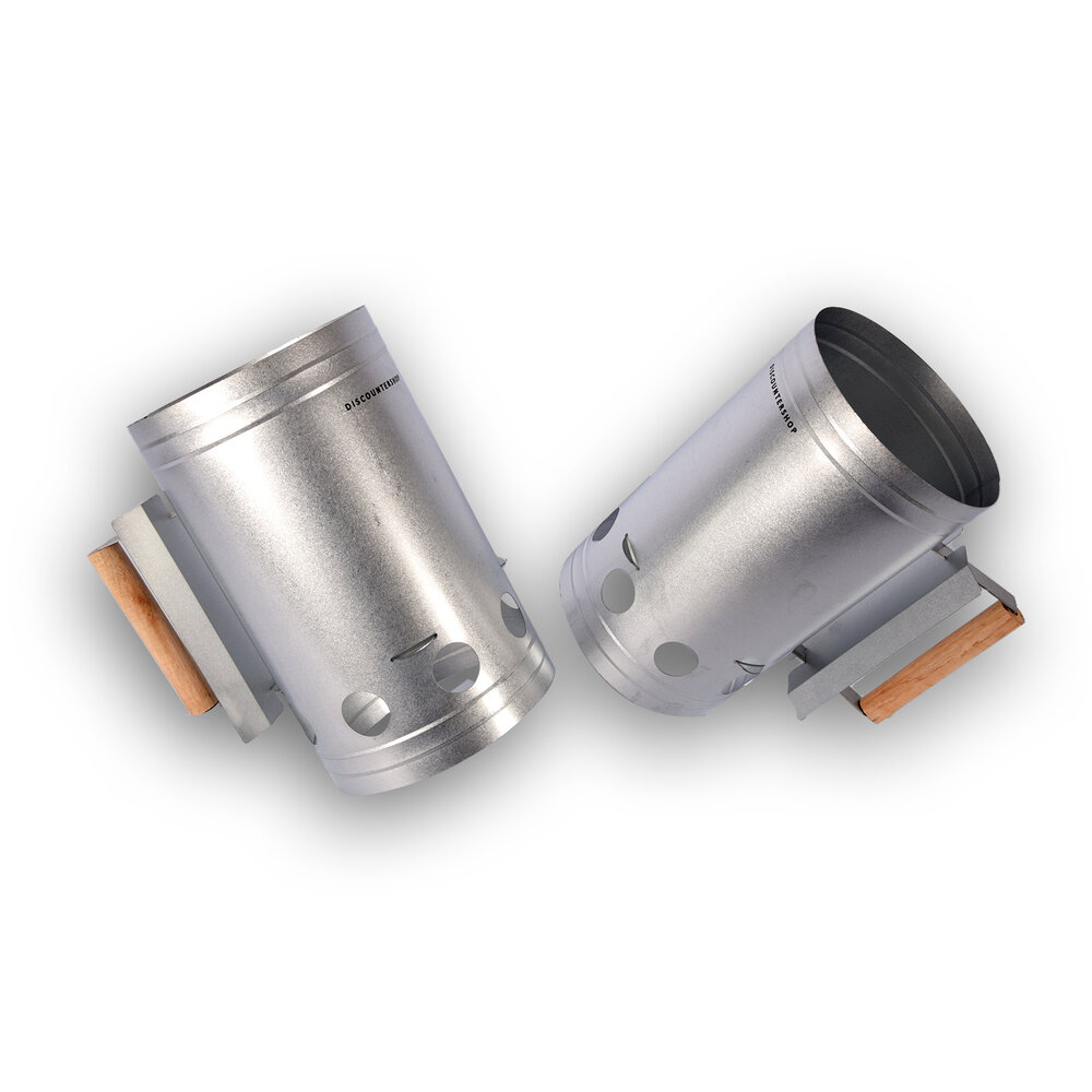 Discountershop BBQ Charcoal | bbq starter | Charcoal starter | Silver | Galvanized Steel | Briquette starter |27cm*27cm