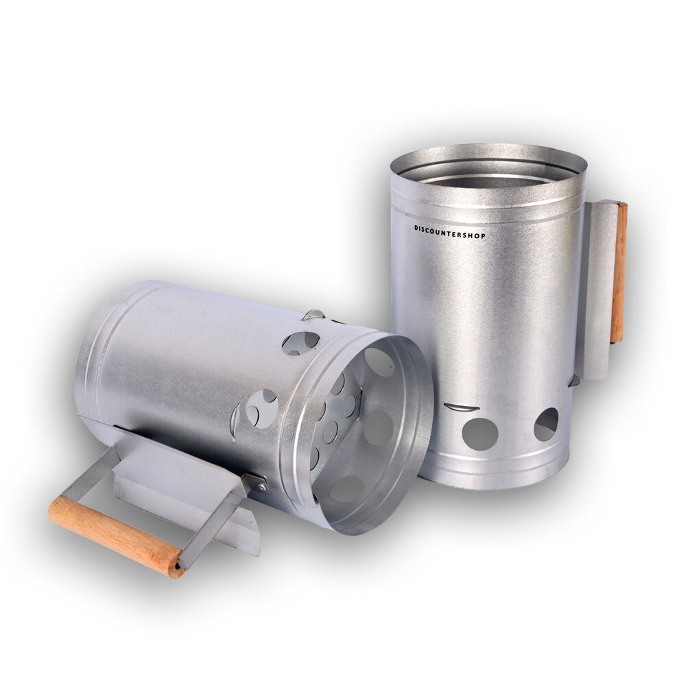 Discountershop BBQ Charcoal | bbq starter | Charcoal starter | Silver | Galvanized Steel | Briquette starter |27cm*27cm