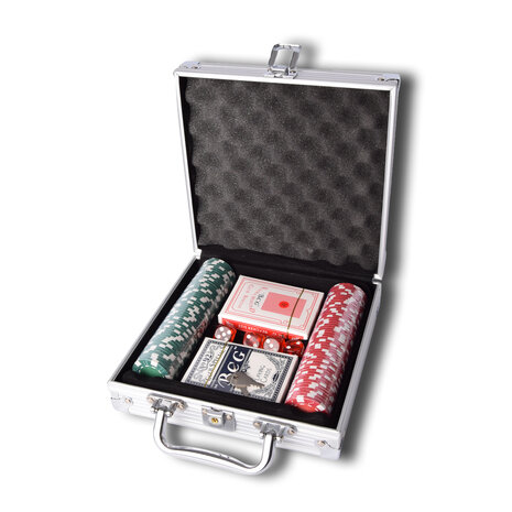 Discountershop Poker set | Poker chips | poker | with aluminum case | With 5 dice | 100 poker chips Discountershop Poker set | Poker chips | poker | with aluminum case | With 5 dice | 100 poker chips
