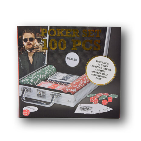 Discountershop Poker set | Poker chips | poker | with aluminum case | With 5 dice | 100 poker chips Discountershop Poker set | Poker chips | poker | with aluminum case | With 5 dice | 100 poker chips