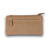 4 East Dames portemonnee | 10cm*18.5cm*3cm | Geldbeurs | Beige | Leren portemonnee | Portefeuille | Met ritssluiting