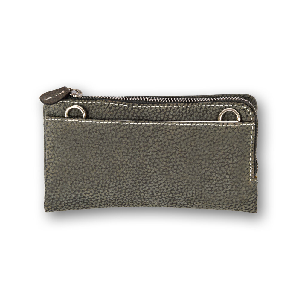 4 East Leren portemonnee | Donker Grijs | Portemonnee Dames | Met ritssluiting | 10cm*18.5cm*3cm