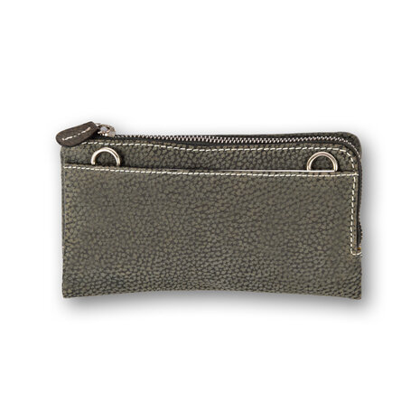 4 East Leren portemonnee | Donker Grijs | Portemonnee Dames | Met ritssluiting | 10cm*18.5cm*3cm