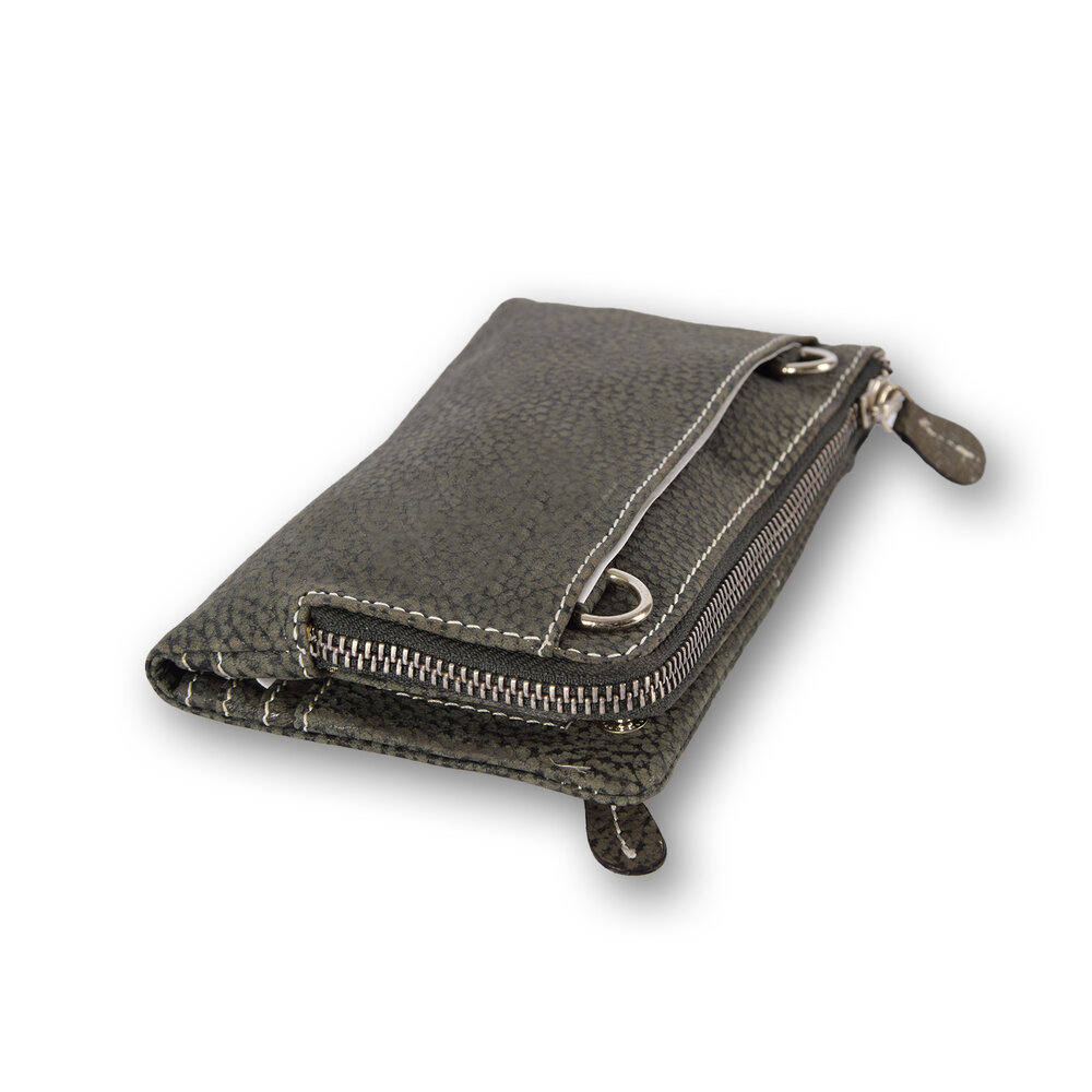 4 East Leren portemonnee | Donker Grijs | Portemonnee Dames | Met ritssluiting | 10cm*18.5cm*3cm