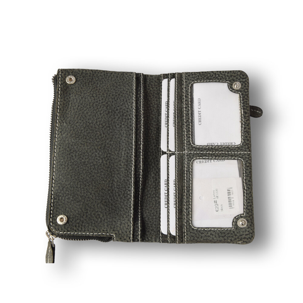 4 East Leren portemonnee | Donker Grijs | Portemonnee Dames | Met ritssluiting | 10cm*18.5cm*3cm