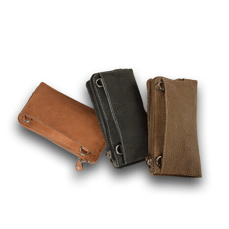 4 East Leren portemonnee | Donker Grijs | Portemonnee Dames | Met ritssluiting | 10cm*18.5cm*3cm