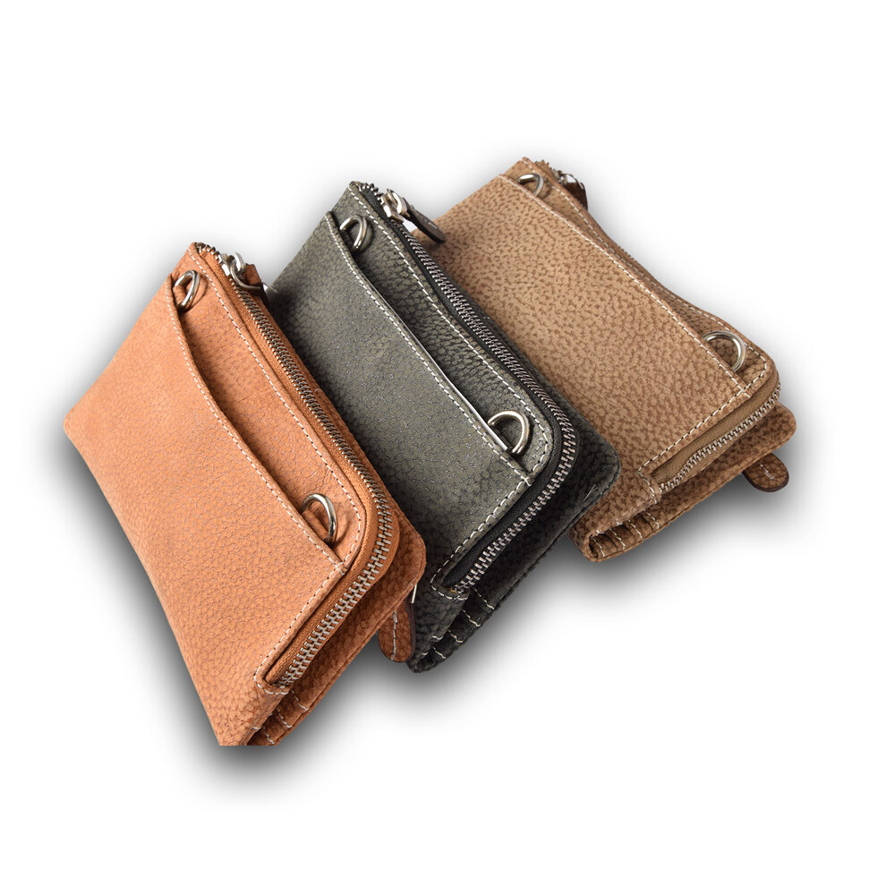 4 East Leren portemonnee | Donker Grijs | Portemonnee Dames | Met ritssluiting | 10cm*18.5cm*3cm