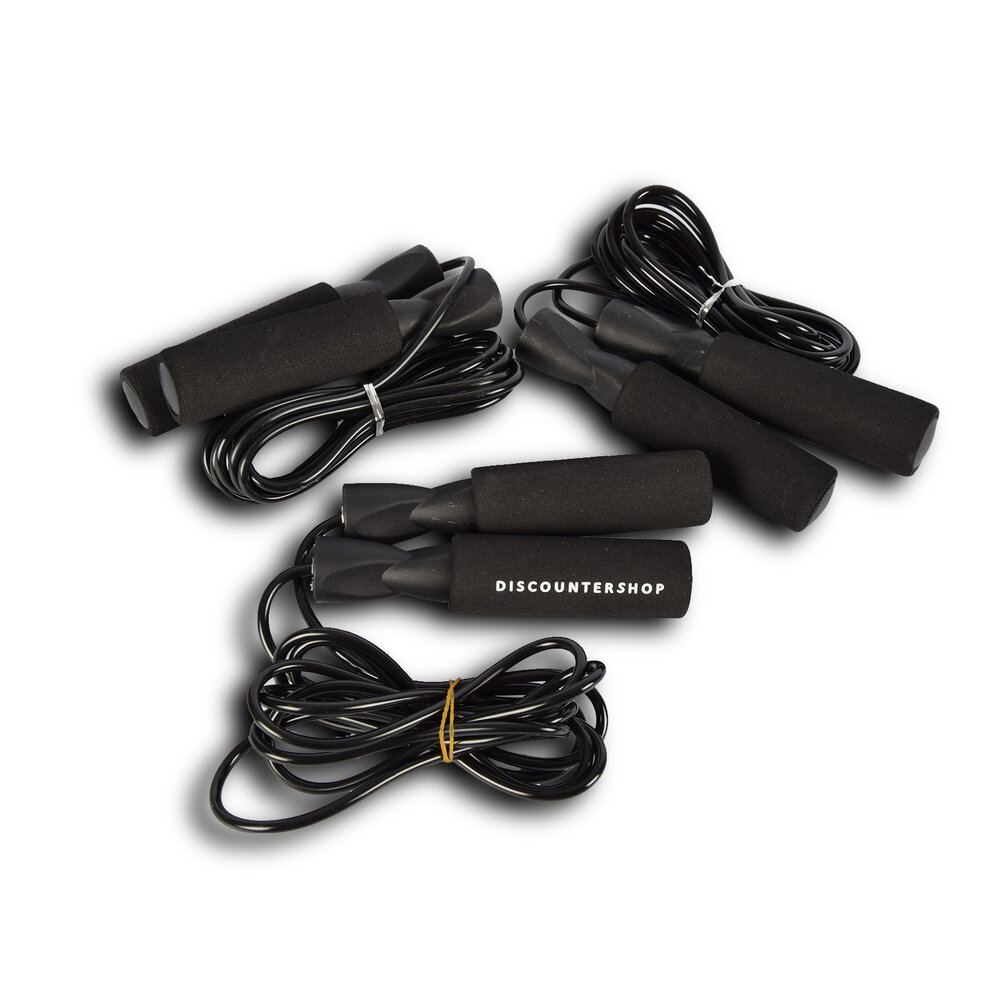 Discountershop Fitness Jump Ropes Package - 3x Jump Rope - Plastic - Black - 2.74 cm length - For Fit & Healthy Home Training