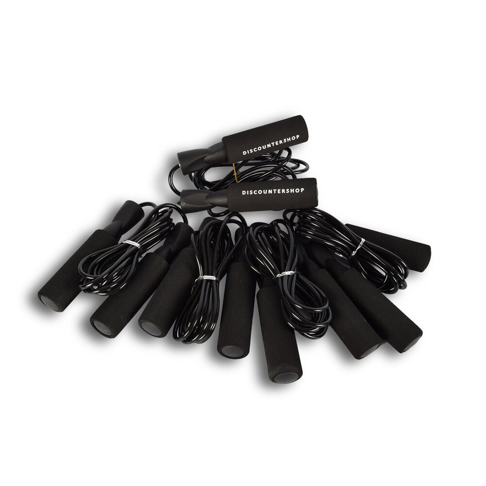 Discountershop 5x Zwarte Verstelbare Springtouwen -  Ideaal voor Thuisgym, Cardio & Oefeningen - 274 cm lengte