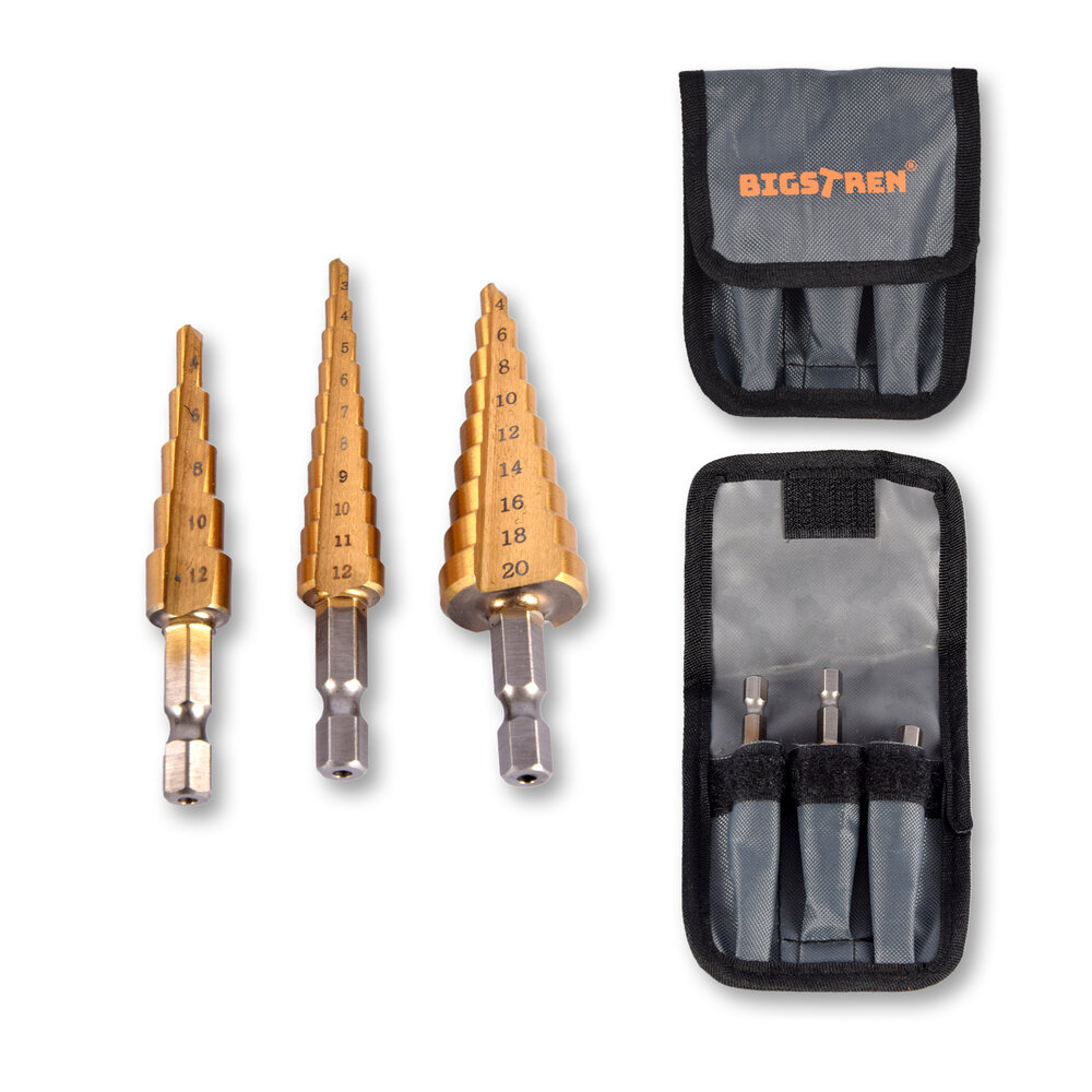 Discountershop Drill set | Drill set | for Metal | Drilling accessories | HSS-TiN | 3 Bits with Multiple Steps | for DIY and Household | 8cm*2cm*10cm Discountershop Drill set | Drill set | for Metal | Drilling accessories | HSS-TiN | 3 Bits with Multiple Steps | for DIY and Household | 8cm*2cm*10cm