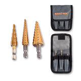 Discountershop Boorset | Borenset | voor Metaal | Booraccessoires | HSS-TiN  | 3 Bits met Meerdere Stappen | voor Klussen en Huishouden | 8cm*2cm*10cm