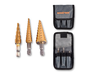 Discountershop Boorset | Borenset | voor Metaal | Booraccessoires | HSS-TiN  | 3 Bits met Meerdere Stappen | voor Klussen en Huishouden | 8cm*2cm*10cm Discountershop Boorset | Borenset | voor Metaal | Booraccessoires | HSS-TiN  | 3 Bits met Meerdere Stappen | voor Klussen en Huishouden | 8cm*2cm*10cm
