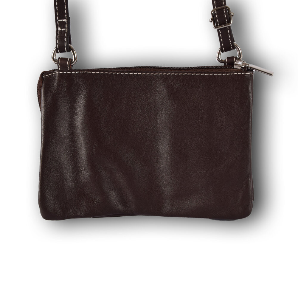 4 East Handtasje | Crossbody tas dames | donker bruin | 13cm*19.5cm | Schoudertas 4 East Handtasje | Crossbody tas dames | donker bruin | 13cm*19.5cm | Schoudertas