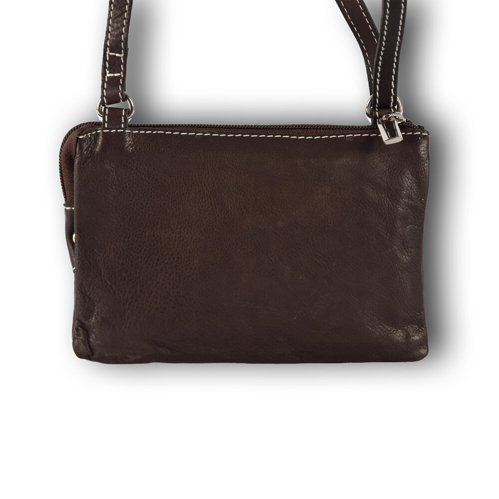 4 East Handtasje dames | Leren tas | 12.5cm*17.5cm | Schoudertas | Donker Bruin 4 East Handtasje dames | Leren tas | 12.5cm*17.5cm | Schoudertas | Donker Bruin